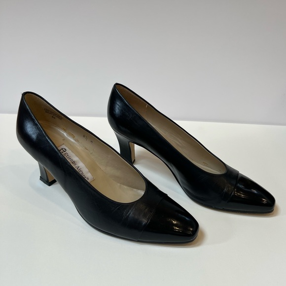 Etienne Aigner Kitten Heel Black Leather Shoes - Picture 4 of 10